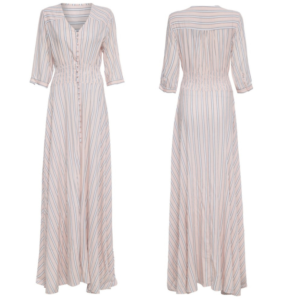 Maxi Lone Traveller dress striped button split - Picture 3 of 4